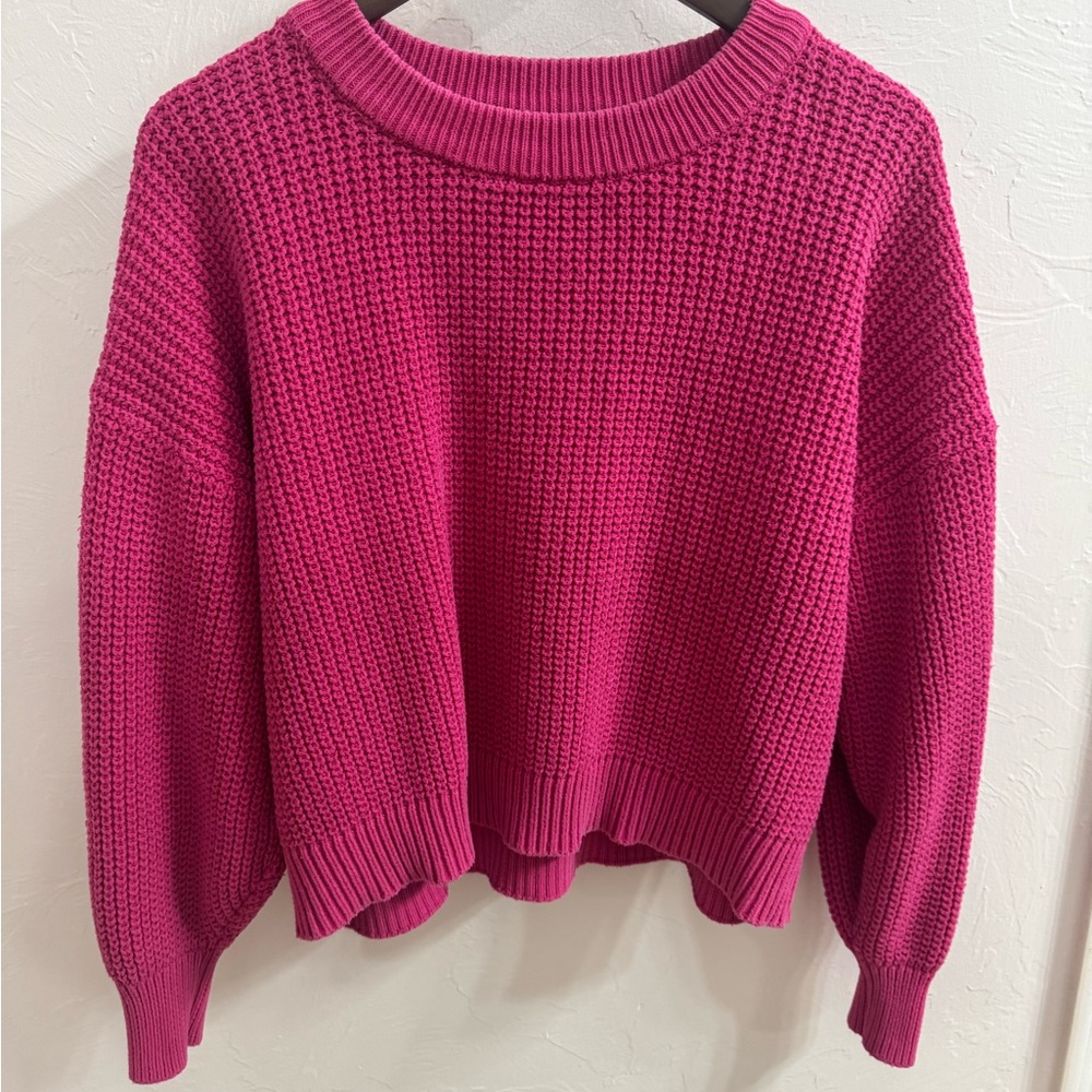 Old Navy Pink Crew Neck Sweater with Waffle Knit